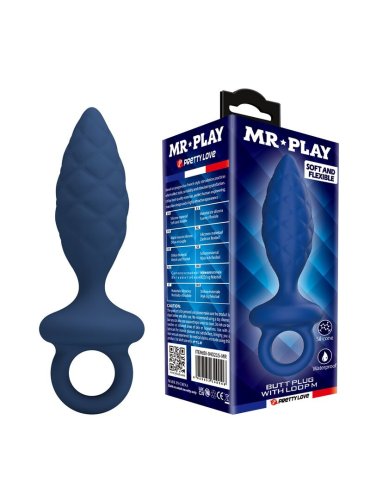 MR PLAY PLUG ANAL TEXTURIZADO CON ANILLA AZUL M