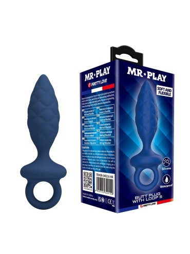 MR PLAY PLUG ANAL TEXTURIZADO CON ANILLA AZUL S