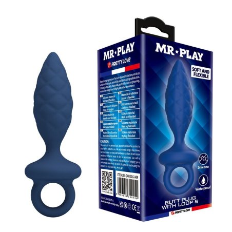 MR PLAY PLUG ANAL TEXTURIZADO CON ANILLA AZUL S