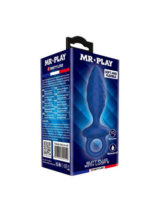 MR PLAY PLUG ANAL TEXTURIZADO CON ANILLA AZUL S