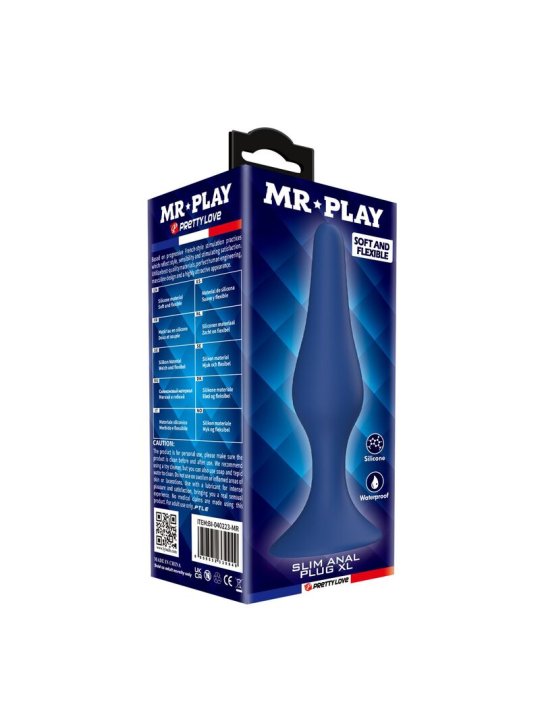 MR PLAY PLUG ANAL CONICO SILICONA AZUL XL