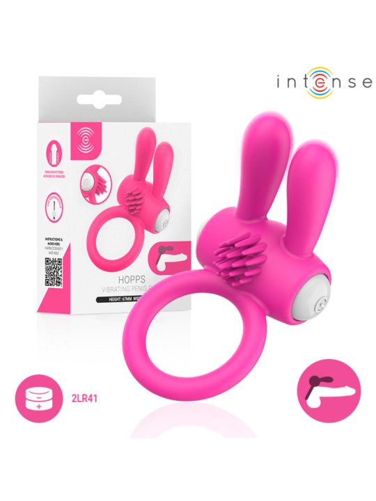 INTENSE HOPPS ANILLO PARA PENE VIBRADOR CON ESTIMULACION CLITORIANA ROSA
