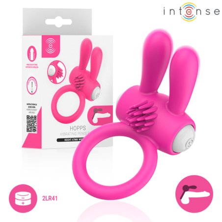 INTENSE HOPPS ANILLO PARA PENE VIBRADOR CON ESTIMULACION CLITORIANA ROSA
