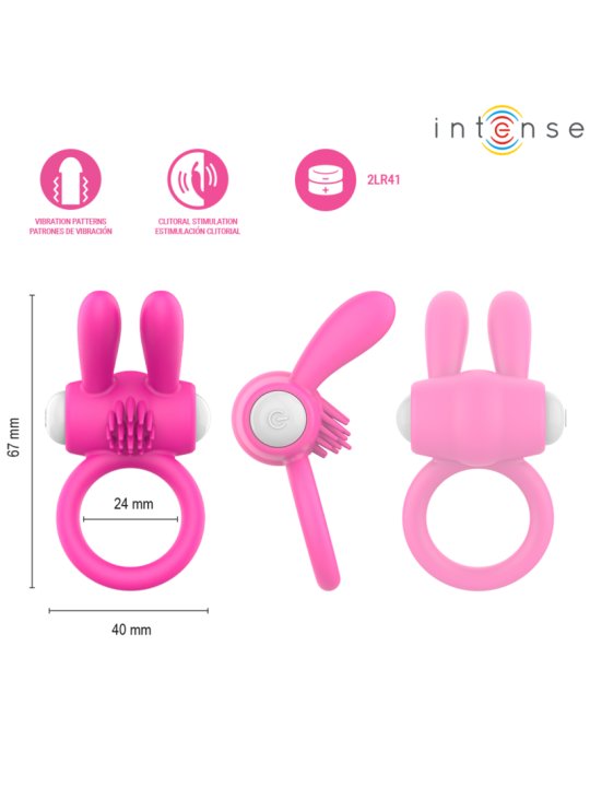 INTENSE HOPPS ANILLO PARA PENE VIBRADOR CON ESTIMULACION CLITORIANA ROSA