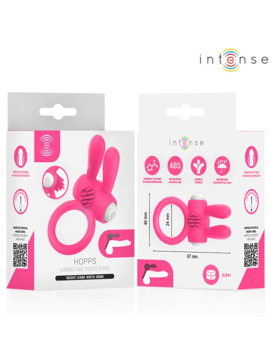 INTENSE HOPPS ANILLO PARA PENE VIBRADOR CON ESTIMULACION CLITORIANA ROSA