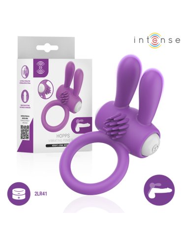 INTENSE HOPPS ANILLO PARA PENE VIBRADOR CON ESTIMULACION CLITORIANA MORADO