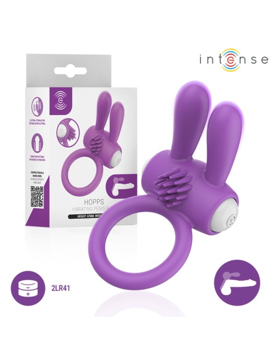 INTENSE HOPPS ANILLO PARA PENE VIBRADOR CON ESTIMULACION CLITORIANA MORADO