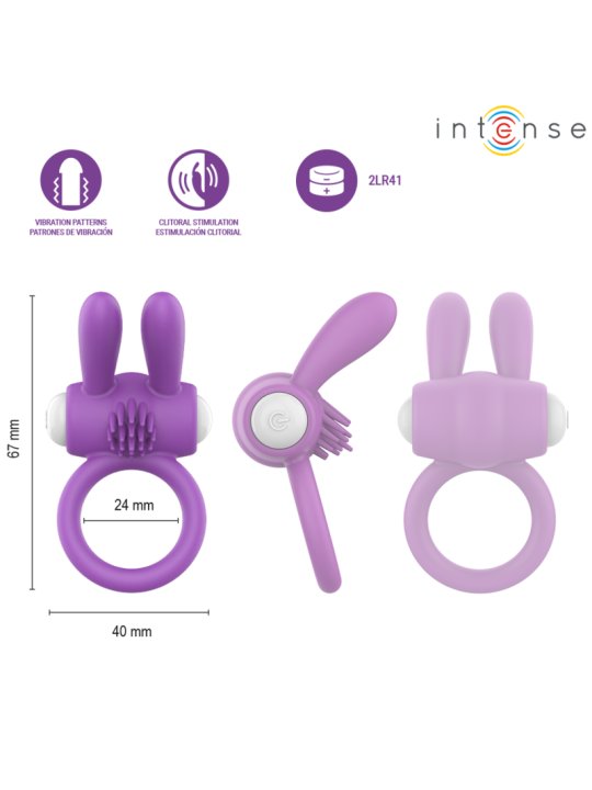 INTENSE HOPPS ANILLO PARA PENE VIBRADOR CON ESTIMULACION CLITORIANA MORADO