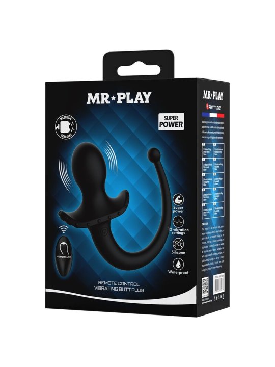 MR PLAY VIBRADOR ANAL Y PERINEAL CON CONTROL REMOTO INALAMBRICO NEGRO