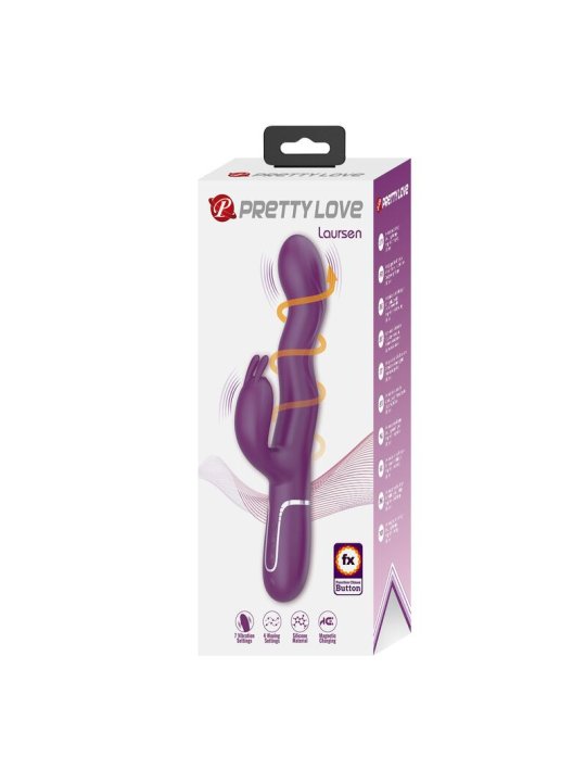 PRETTY LOVE VIBRADOR RABBIT LOURSEN CON MOVIMIENTO OSCILANTE Y 7 VIBRACIONES RECARGABLE USB MORADO