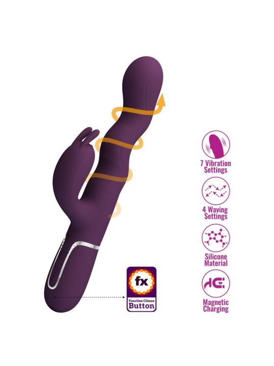 PRETTY LOVE VIBRADOR RABBIT LOURSEN CON MOVIMIENTO OSCILANTE Y 7 VIBRACIONES RECARGABLE USB MORADO