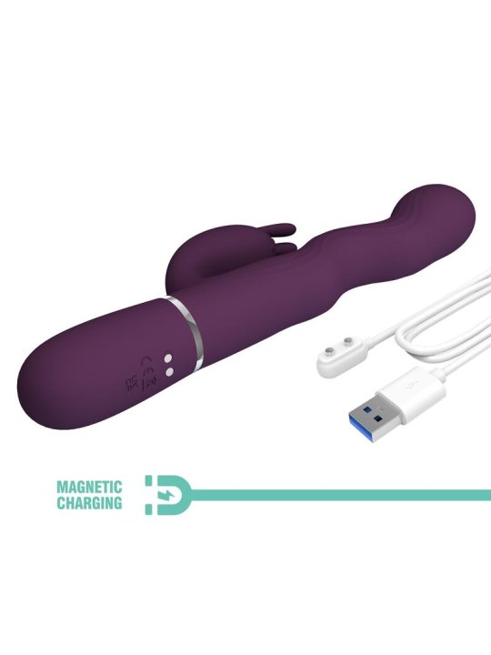 PRETTY LOVE VIBRADOR RABBIT LOURSEN CON MOVIMIENTO OSCILANTE Y 7 VIBRACIONES RECARGABLE USB MORADO