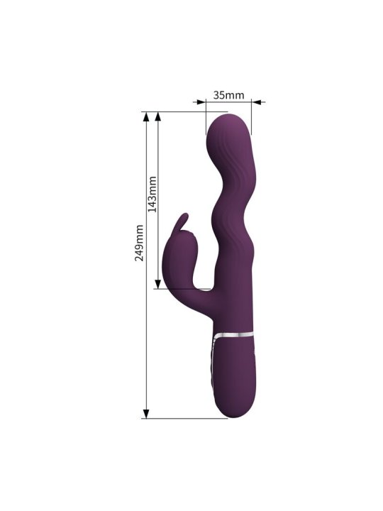 PRETTY LOVE VIBRADOR RABBIT LOURSEN CON MOVIMIENTO OSCILANTE Y 7 VIBRACIONES RECARGABLE USB MORADO