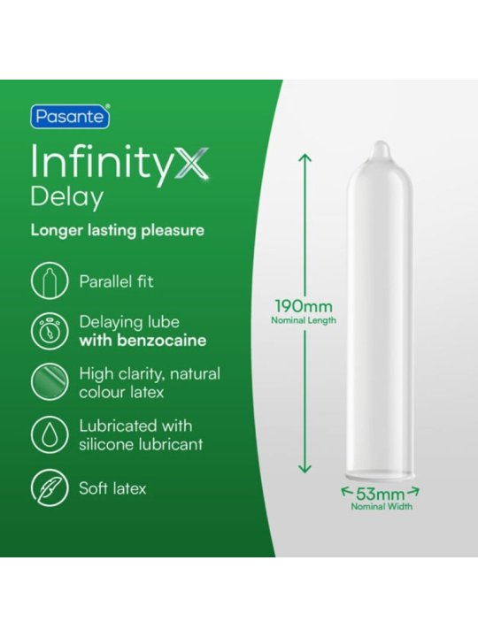 PASANTE DELAY INFINITY PRESERVATIVOS RETARDANTES CAJA 144 UNIDADES