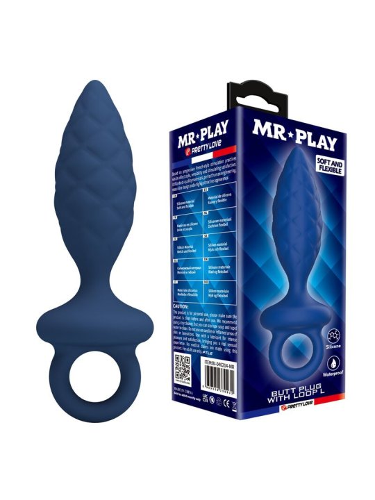 MR PLAY PLUG ANAL TEXTURIZADO CON ANILLA AZUL L