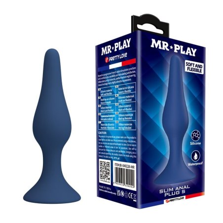 MR PLAY PLUG ANAL SILICONA AZUL SLIM TALLA S