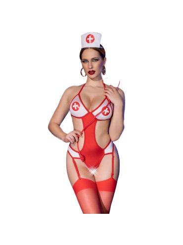 CHILIROSE CR 4631 BODY ENFERMERA CROTCHLESS ROJO L XL