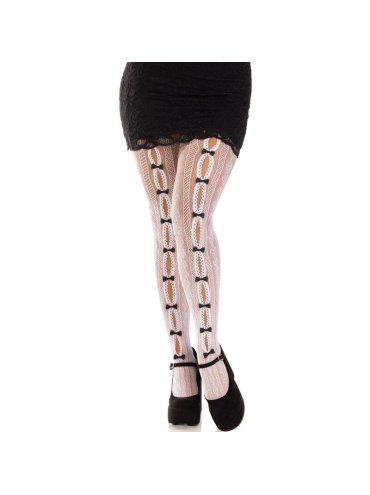 LEG AVENUE MEDIAS CON ABERTURAS CORAZON LAZOS BLANCO