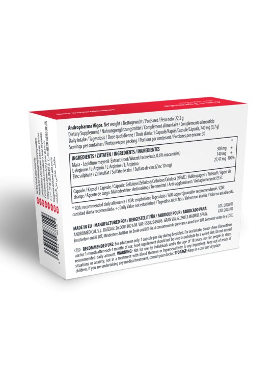 Andropharma Vigor Complemento alimenticio herbal para la libido masculina