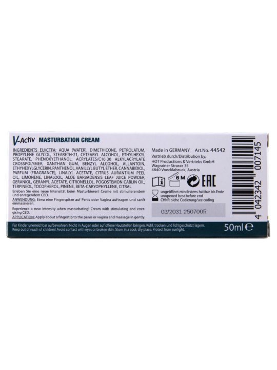 HOT CREMA DE MASTURBACION CON CBD UNISEX 100 ML