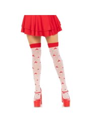 LEG AVENUE CALCETINES ALTOS CHAMPINONES ROJO BLANCO