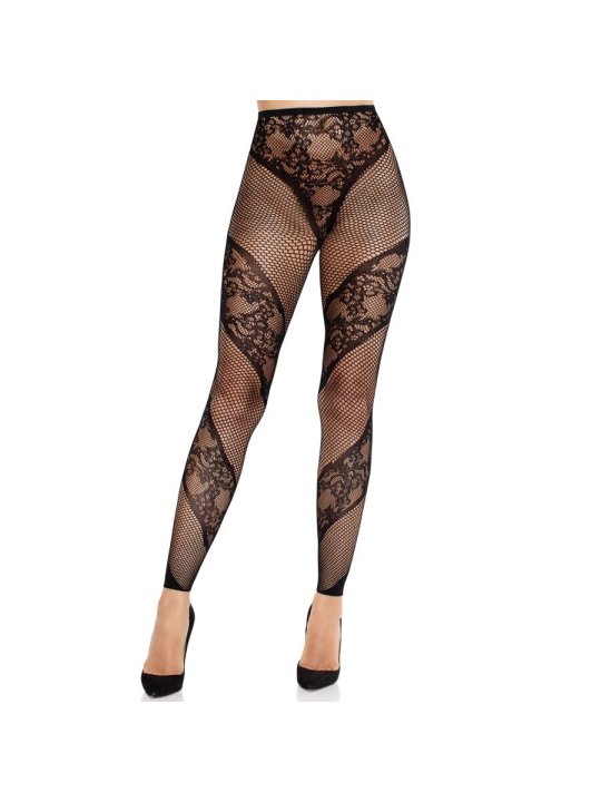 LEG AVENUE MALLAS SIN PIE DE ENCAJE Y TRANSPARENCIA NEGRO