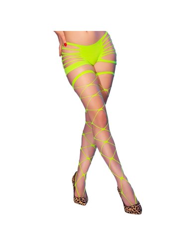 CHILIROSE CR 4867 MEDIAS DE REJILLA CON AGUJEROS VERDE NEON