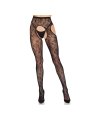 LEG AVENUE 1967 MEDIAS DE LIGUERO CON RED DE FLORES NEGRO TALLA UNICA