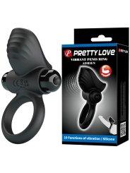 PRETTY LOVE ANILLO VIBRADOR PARA PENE ADRIEN 10 FUNCIONES NEGRO