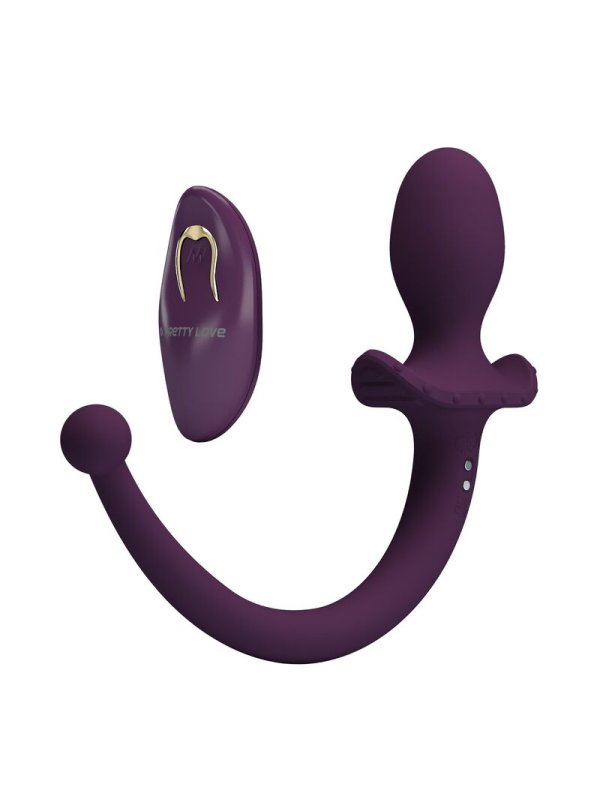 PRETTY LOVE LIOEA PLUG ANAL CON COLA VIBRADOR 12 FUNCIONES COLOR MORADO CONTROL REMOTO