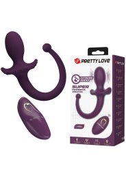 PRETTY LOVE LIOEA PLUG ANAL CON COLA VIBRADOR 12 FUNCIONES COLOR MORADO CONTROL REMOTO