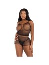 LEG AVENUE SET CAMISETA PANTALON REJILLA NEGRO