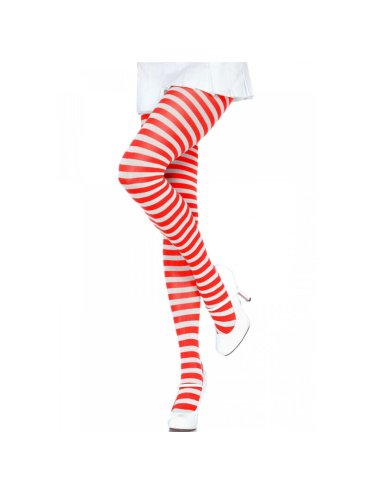 LEG AVENUE MEDIAS DE RAYAS BLANCO ROJO