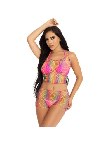 LEG AVENUE SET TOP PANTALON REJILLA MULTICOLOR