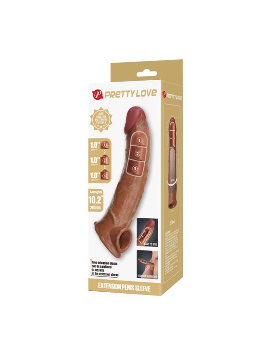 PRETTY LOVE FUNDA EXTENSORA PARA PENE AJUSTABLE 26 CM O 4 CM COLOR MARRON