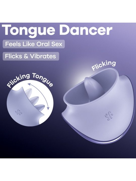SATISFYER TONGUE DANCER ESTIMULADOR CLITORIANO CON VIBRACION Y PULSACIONES LILA