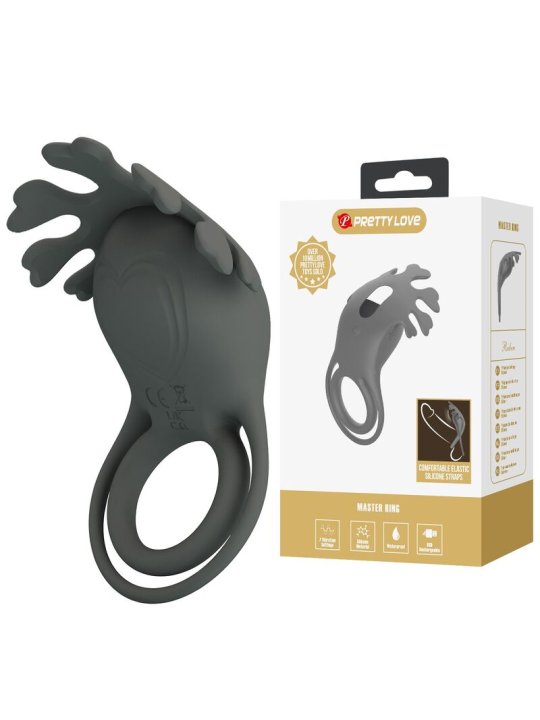 PRETTY LOVE ANILLO VIBRADOR RECARGABLE CON ESTIMULADOR