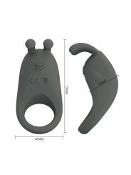 PRETTY LOVE ANILLO VIBRADOR RECARGABLE CON ESTIMULADOR DE CONEJO