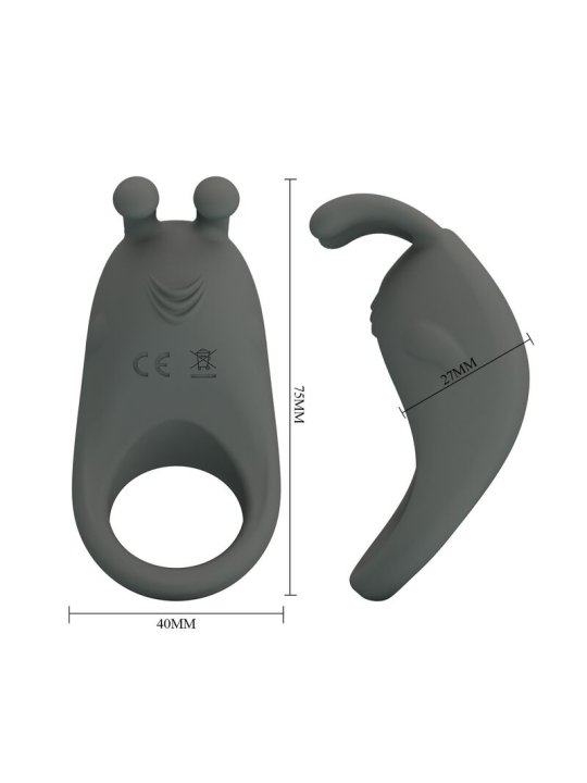PRETTY LOVE ANILLO VIBRADOR RECARGABLE CON ESTIMULADOR DE CONEJO