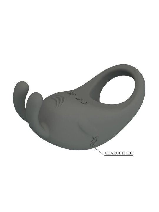 PRETTY LOVE ANILLO VIBRADOR RECARGABLE CON ESTIMULADOR DE CONEJO