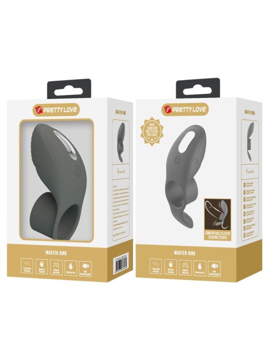 PRETTY LOVE ANILLO VIBRADOR RECARGABLE CON DOBLE ESTIMULACION