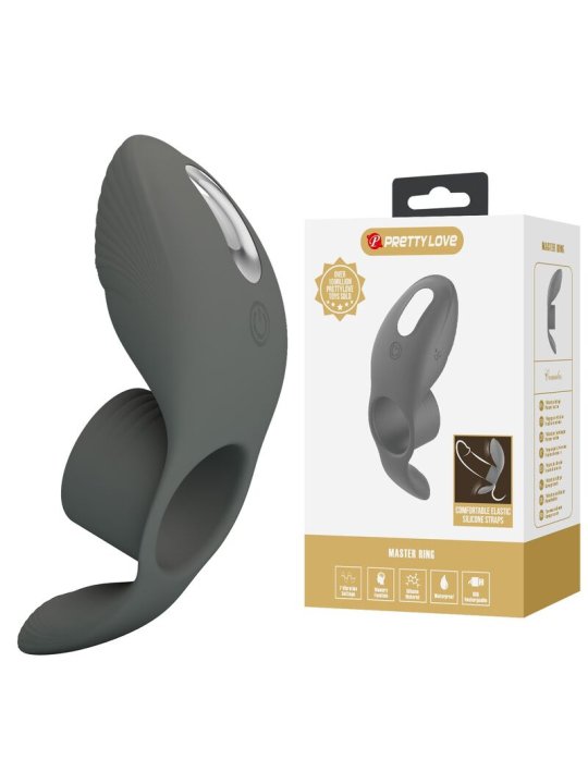PRETTY LOVE ANILLO VIBRADOR RECARGABLE CON DOBLE ESTIMULACION