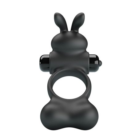 PRETTY LOVE ANILLO VIBRADOR PARA PENE CON ESTIMULADOR DE CONEJITO 10 FUNCIONES NEGRO