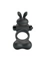 PRETTY LOVE ANILLO VIBRADOR PARA PENE CON ESTIMULADOR DE CONEJITO 10 FUNCIONES NEGRO