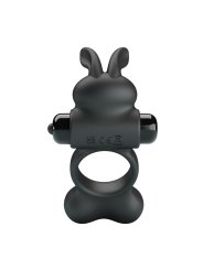 PRETTY LOVE ANILLO VIBRADOR PARA PENE CON ESTIMULADOR DE CONEJITO 10 FUNCIONES NEGRO