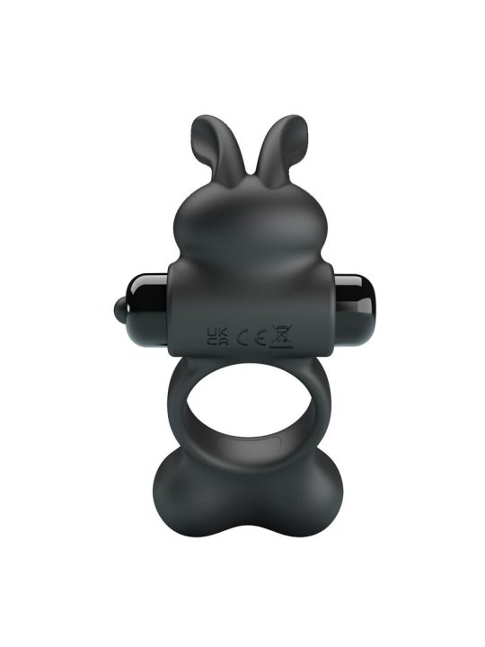 PRETTY LOVE ANILLO VIBRADOR PARA PENE CON ESTIMULADOR DE CONEJITO 10 FUNCIONES NEGRO