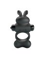 PRETTY LOVE ANILLO VIBRADOR PARA PENE CON ESTIMULADOR DE CONEJITO 10 FUNCIONES NEGRO