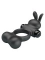 PRETTY LOVE ANILLO VIBRADOR PARA PENE CON ESTIMULADOR DE CONEJITO 10 FUNCIONES NEGRO