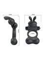 PRETTY LOVE ANILLO VIBRADOR PARA PENE CON ESTIMULADOR DE CONEJITO 10 FUNCIONES NEGRO