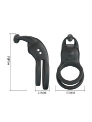 PRETTY LOVE GOODWIN ANILLO VIBRADOR DOBLE PARA PENE RECARGABLE NEGRO